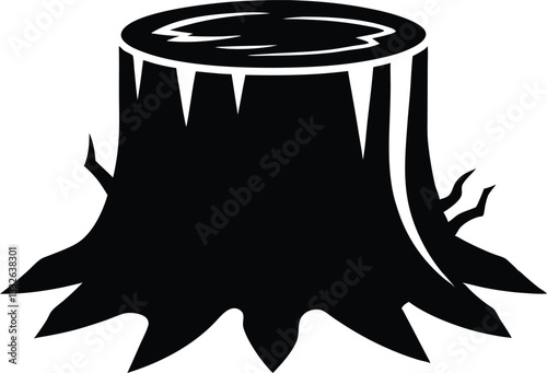 Tree stump  black silhouette,Tree stump vector