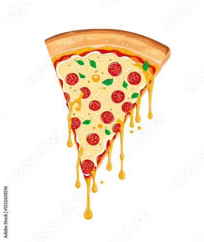 Delicious Pizza Clipart – Cheesy & Tasty 2D Flat Cartoon Illustrations