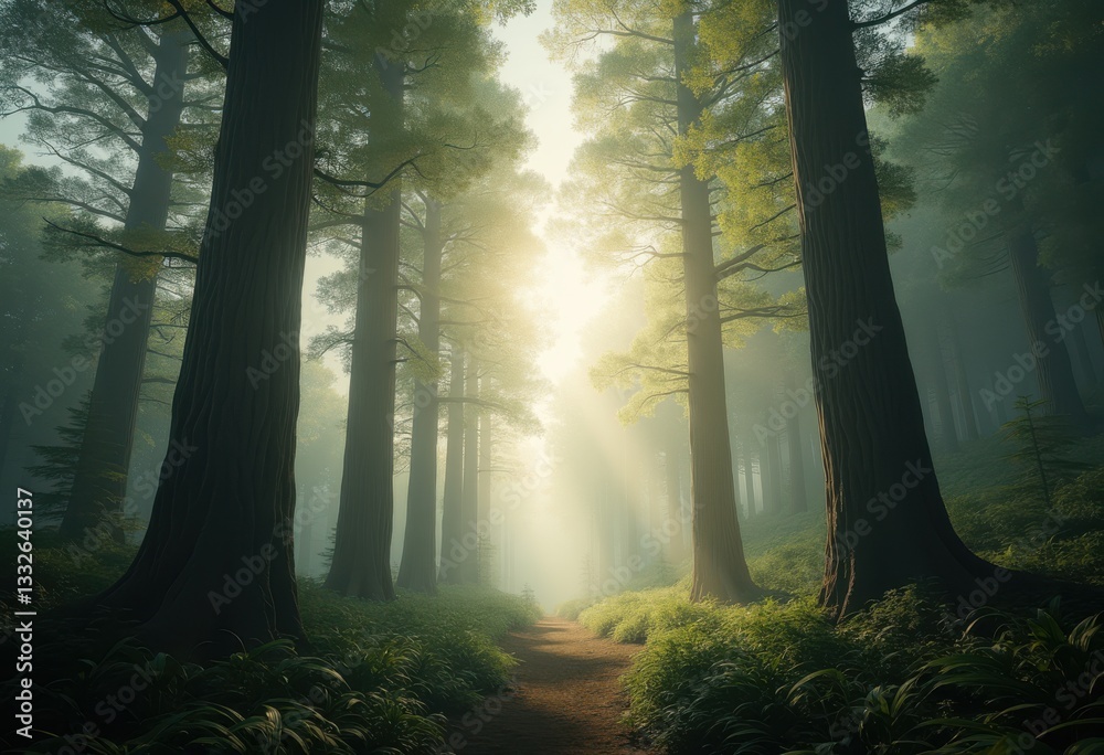 serene forest enveloped misty fog lush trees reaching calm skies, nature, green, light, landscape, woods, canopy, silhouette, outdoor, scenery serene forest enveloped misty fog lush trees reaching calm skies, nature, green, light, landscape, woods, canopy, silhouette, outdoor, scenery