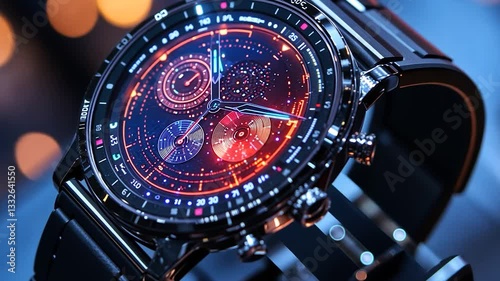 Wallpaper Mural Close-up of a futuristic smartwatch displaying vibrant digital graphics Torontodigital.ca