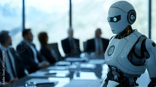 Wallpaper Mural Robot Observing Humans in a Boardroom Meeting Torontodigital.ca