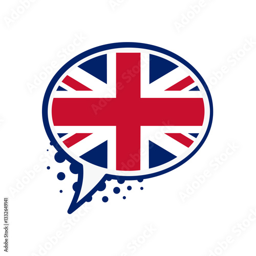 English speaking, English language, British flag bubble - vector illustration
