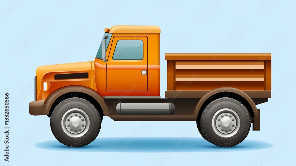 Fototapeta premium Orange Cargo Truck Profile