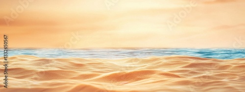 Peaceful Beach Scene with Soft Waves and Gentle Sunset Glow