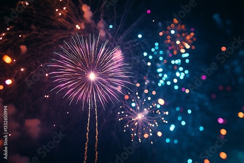 Purple Fireworks Night Background Spectacle