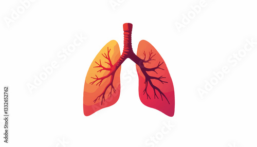 Illustration of vibrant lungs with tree-like structure, breathing life