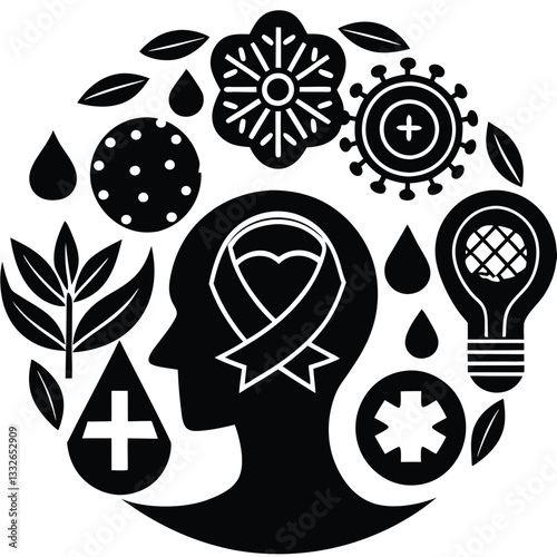 Mental health awareness day vector illustration icon elements symbols