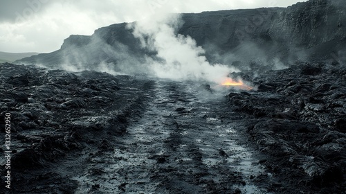 Volcanic Landscape: A Path Through Molten Earth