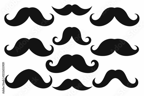 mustache  black silhouette set