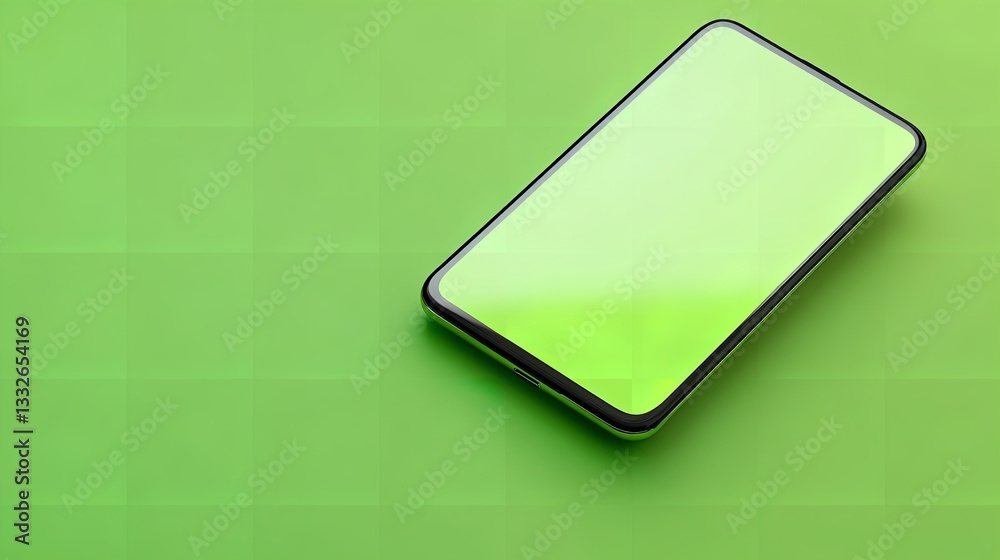 smartphone with green screen on green background, ideal for mockups and presentations. sleek design and vibrant color create modern look smartphone with green screen on green background, ideal for mockups and presentations. sleek design and vibrant color create modern look