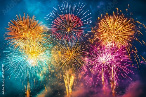 Spectacular Fireworks Celebration Night Background