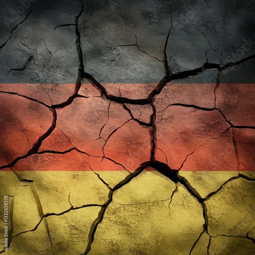 Grunge textured background of the Germany flag on a cracked weathered wall

