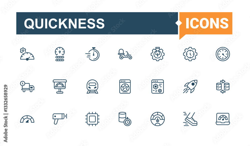 Quickness icons. It contains symbols to speed, rapid, power, fast, race, velocity, run and more. Speed line icons. Icons for design. Vector line and solid icons. Quickness icons. It contains symbols to speed, rapid, power, fast, race, velocity, run and more. Speed line icons. Icons for design. Vector line and solid icons.