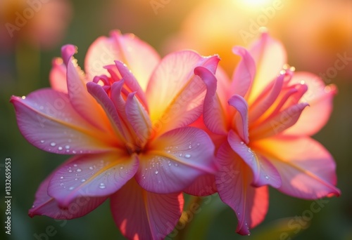 vibrant blossoming petals soft blurred backdrop creating enchanting floral display, bloom, buds, flower, nature, garden, color, freshness, aesthetic