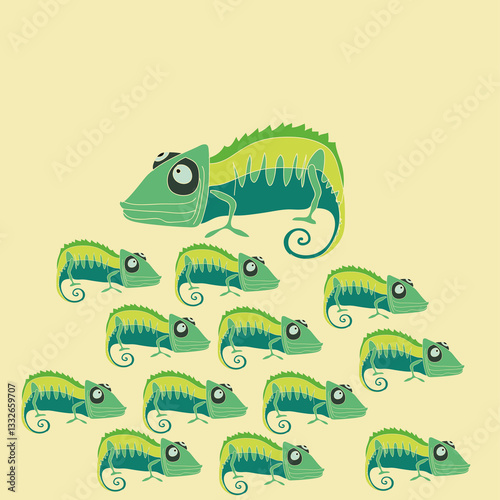 Wallpaper Mural Stylized colored hameleons. Hand drawn. Torontodigital.ca