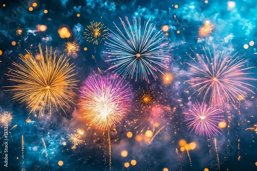 Spectacular Fireworks Night Party Background2