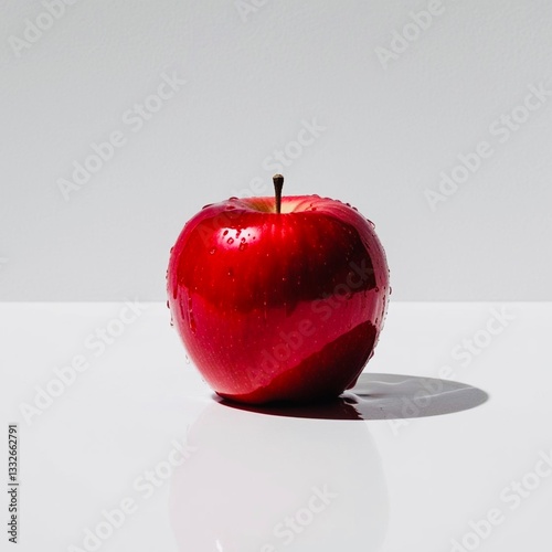 red apple with water drops