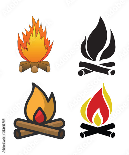 Bonfire set, vector Art illustration