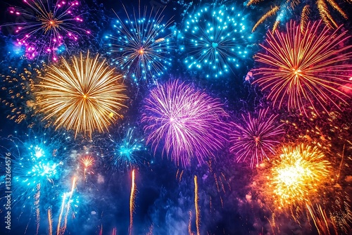 Stunning Colorful Fireworks Night Sky Display