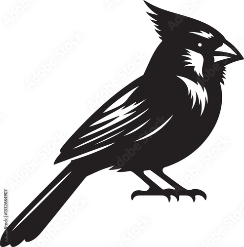 Wildlife Cardinal Bird Silhouette Vector Graphic