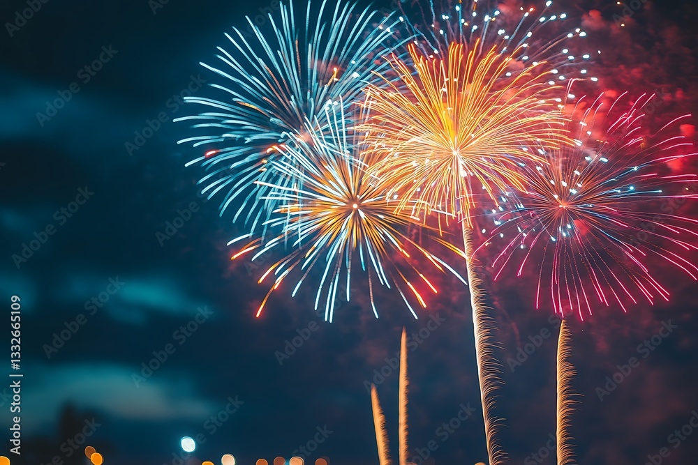 Summer Fireworks Burst Background