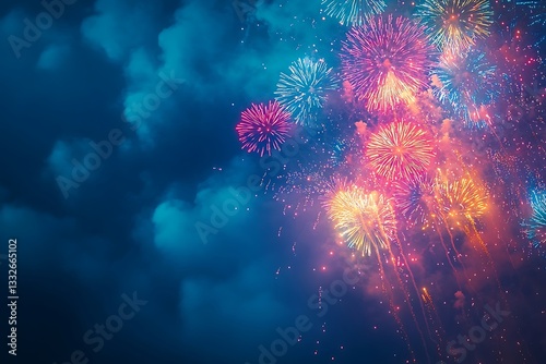 Summer Fireworks Celebration Aerial View