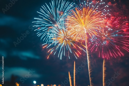 Summer Fireworks Burst Background