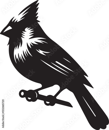 Elegant Cardinal Bird Silhouette Vector Art