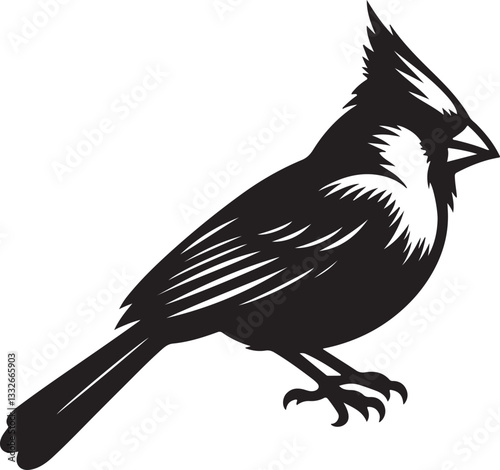 Majestic Cardinal Bird Silhouette Vector Clipart