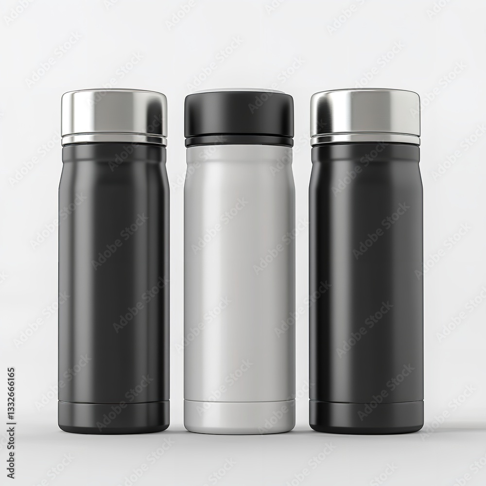 Creating an aluminum bottle on a transparent background in different shades of black and white. Creating an aluminum bottle on a transparent background in different shades of black and white.