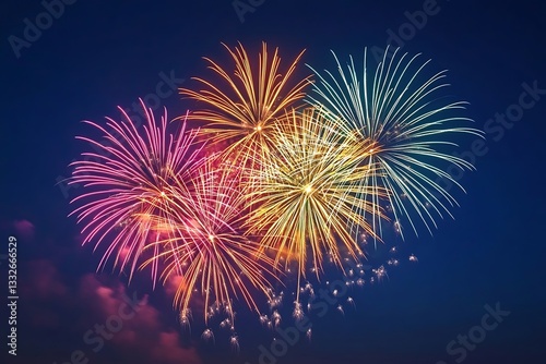 Summer Night Fireworks Display Spectacle