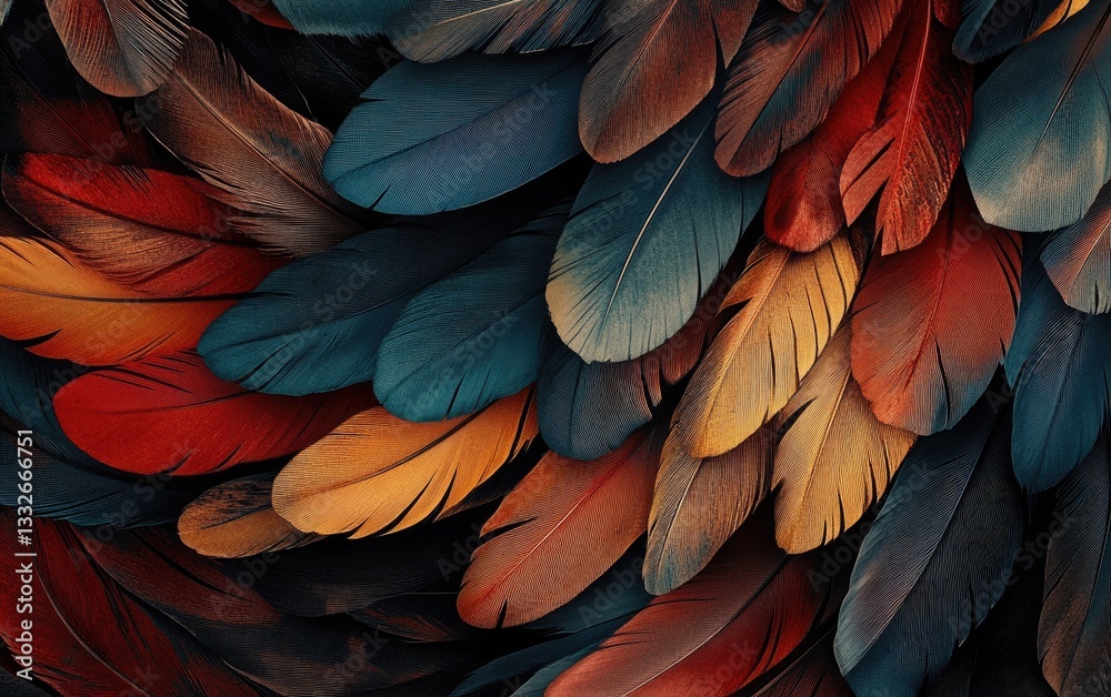 Obraz premium Bright blue and yellow macaw feathers showcase the tropical parrot's colorful plumage