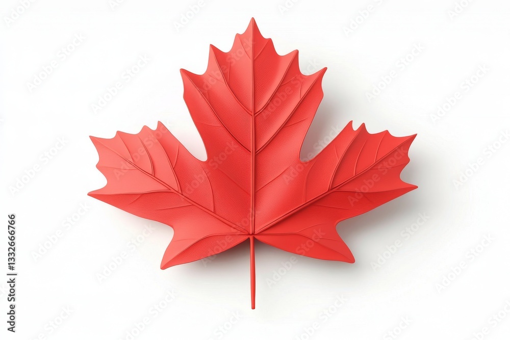 Naklejka premium The shape of Canada is filled with a vibrant red maple leaf outline, embodying national pride and patriotism, set against a pristine white background, suitable for various graphics and designs