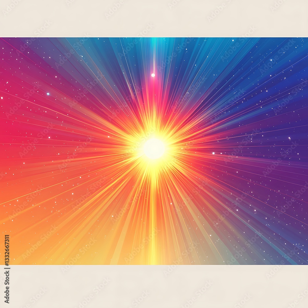 Obraz premium Neon Glow Radiating Star Lines high resolution hd design