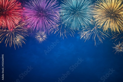 Vibrant Fireworks Burst Holiday Background