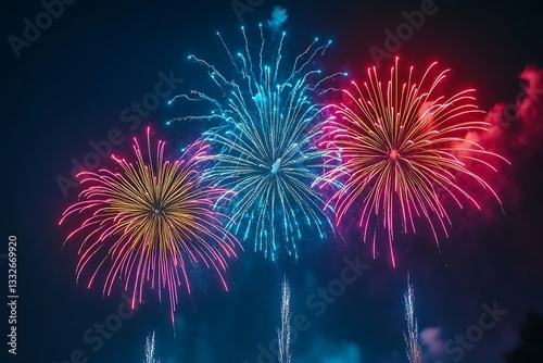 Obraz na płótnie Vibrant Fireworks Celebration Burst w salonie