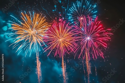 Obraz na płótnie Vibrant Fireworks Celebration Design w salonie