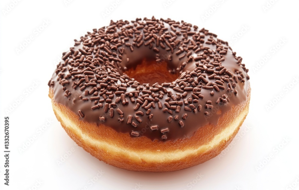 Chocolate Donut with Sprinkles Isolated on White Background Perfect Treat Chocolate Donut with Sprinkles Isolated on White Background Perfect Treat