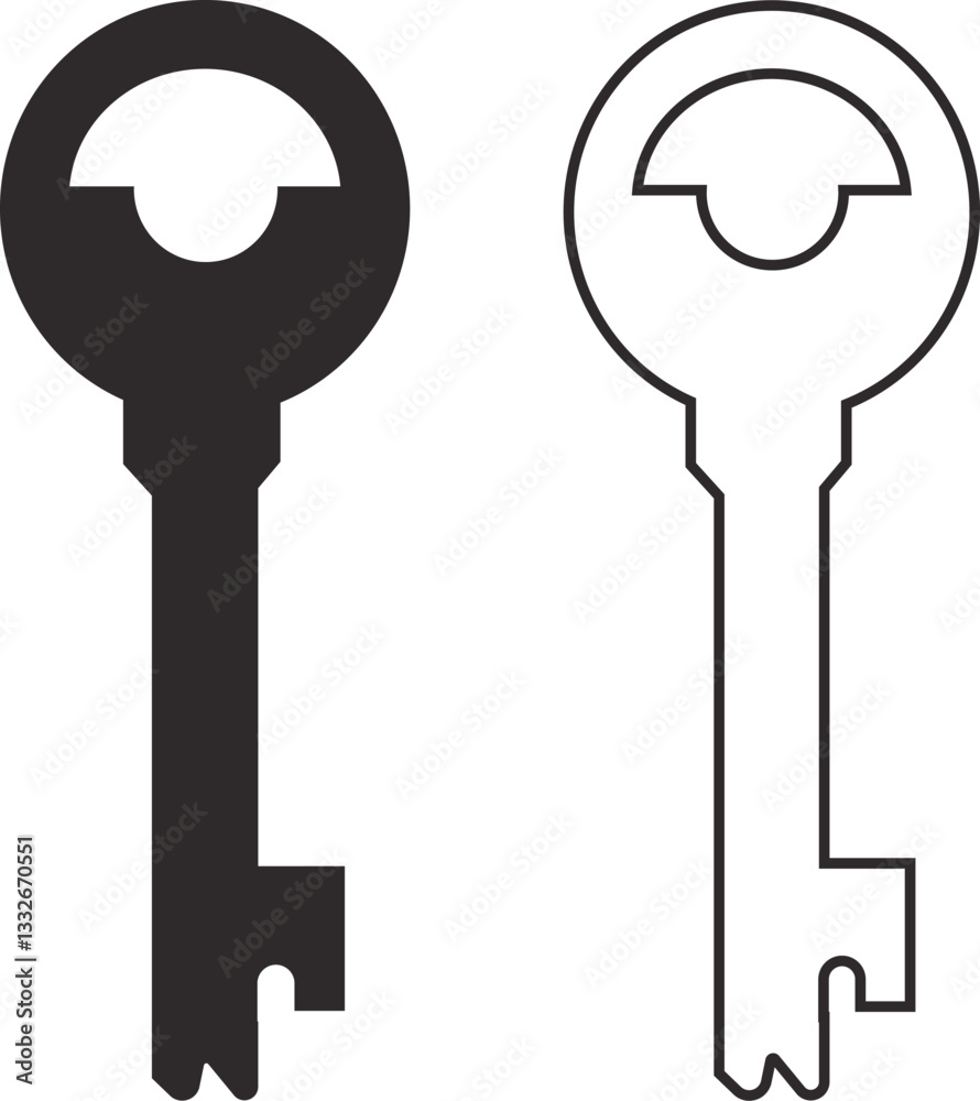 Key Icon in trendy flat and line style set isolated on transparent background. Key Icon in trendy flat and line style set isolated on transparent background.