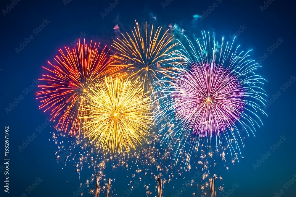 Vibrant Fireworks Explosion Summer Holiday Spectacle