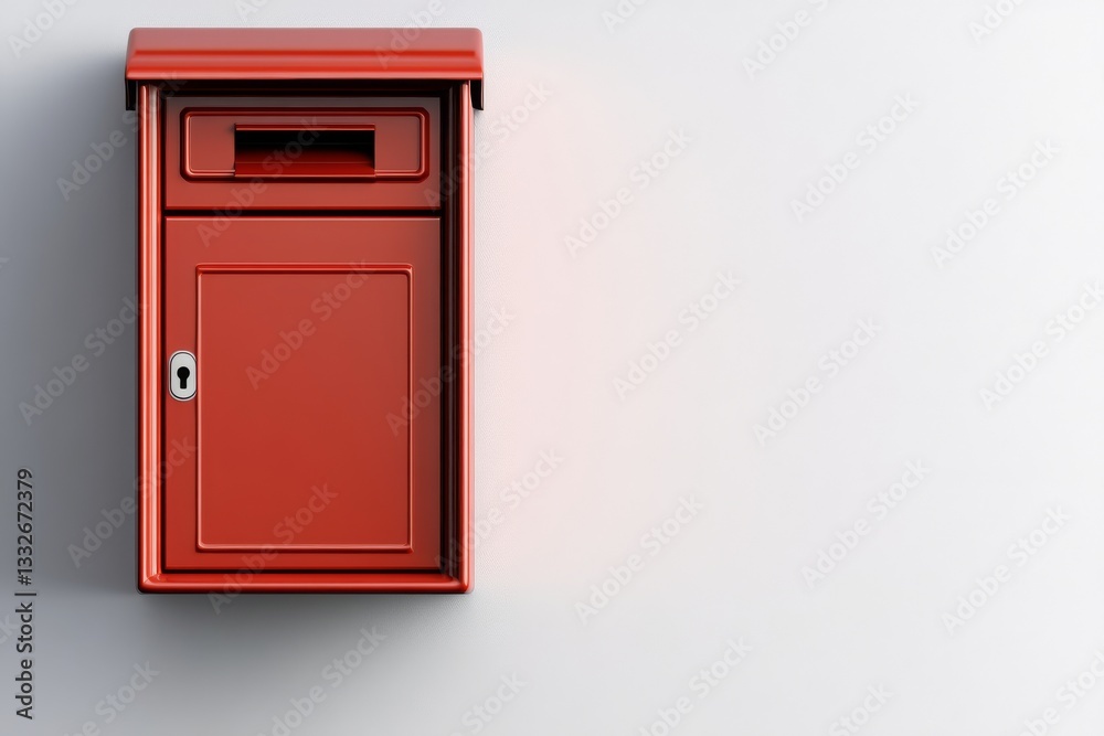 An old-fashioned red mailbox contrasted with a clean white setting An old-fashioned red mailbox contrasted with a clean white setting