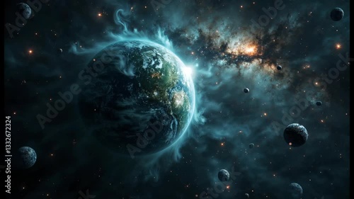 Captivating Space Scene: Planets, Stars, Galaxies, And Nebulae