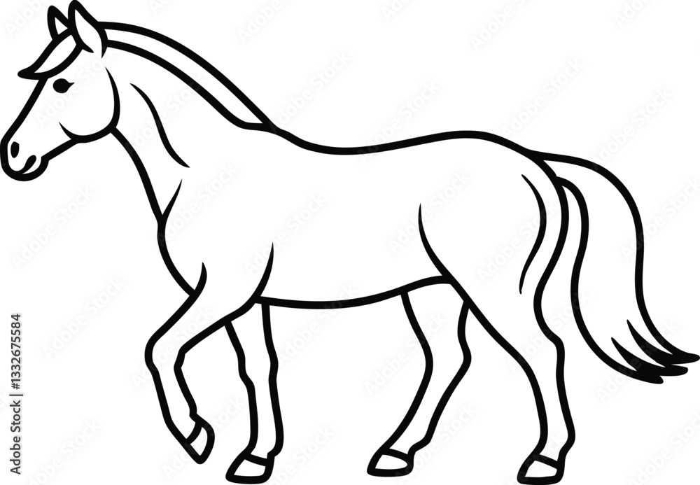 Morgan horse line art vector, horse outline vector Morgan horse line art vector, horse outline vector