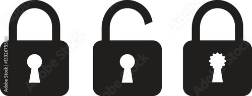 Lock Icon in trendy flat style set isolated on transparent background