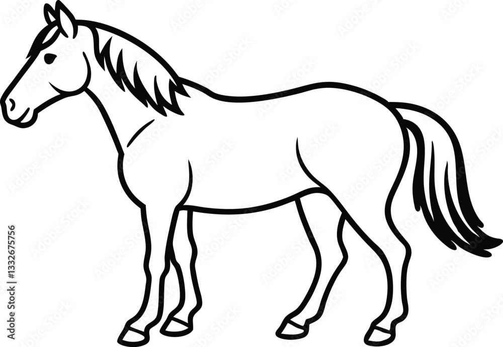Morgan horse line art vector, horse outline vector Morgan horse line art vector, horse outline vector