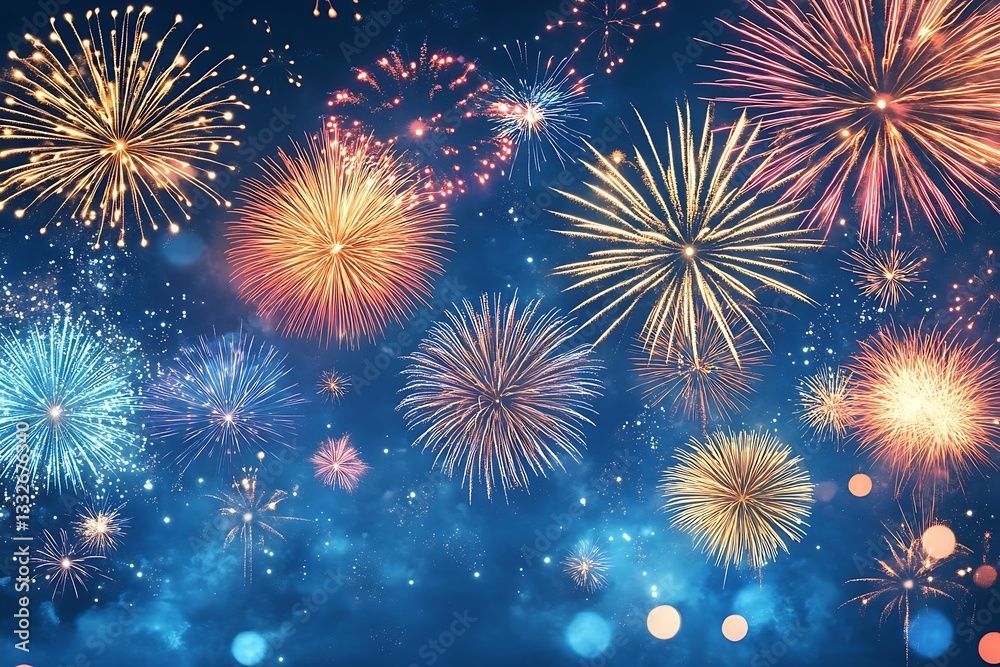 Abstract Fireworks Holiday Burst Background