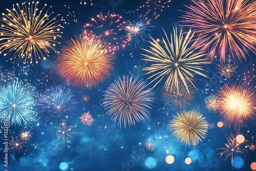 Obraz na płótnie Abstract Fireworks Holiday Burst Background w salonie