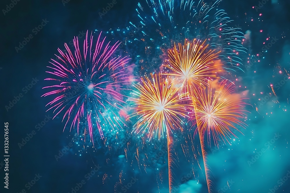 Abstract Fireworks Light Streaks Festive Party Background