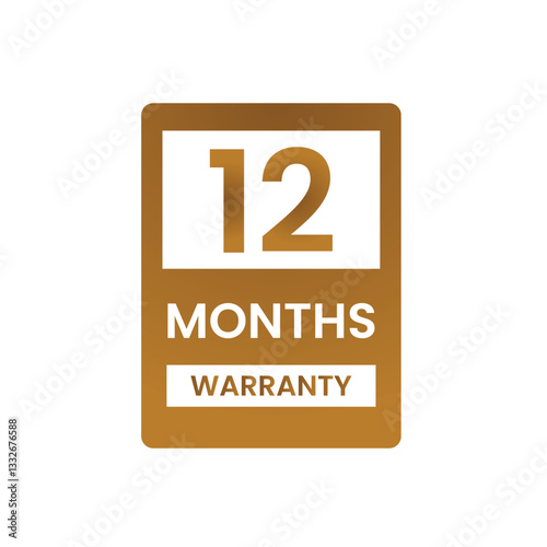 (12 months warranty) seal stamp, vector label.