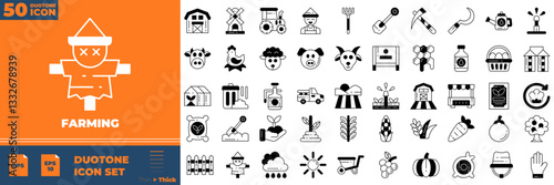Farming Duotone Editable Icons set. Vector illustration in modern thin duotone style of farming icons: Farming, agriculture, gardening, agronomy, etc